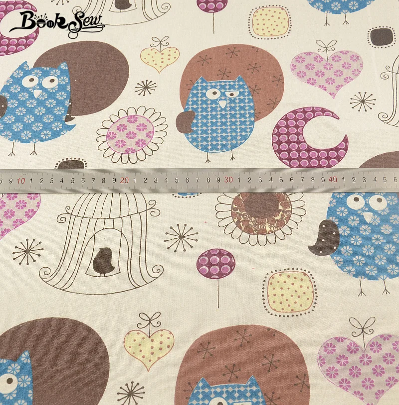 Sewing Tissu Tablecloth Pillow Booksew Print Cartoon Owls Designs Home Textile Cotton Linen Fabric Bag Curtain Cushion Zakka