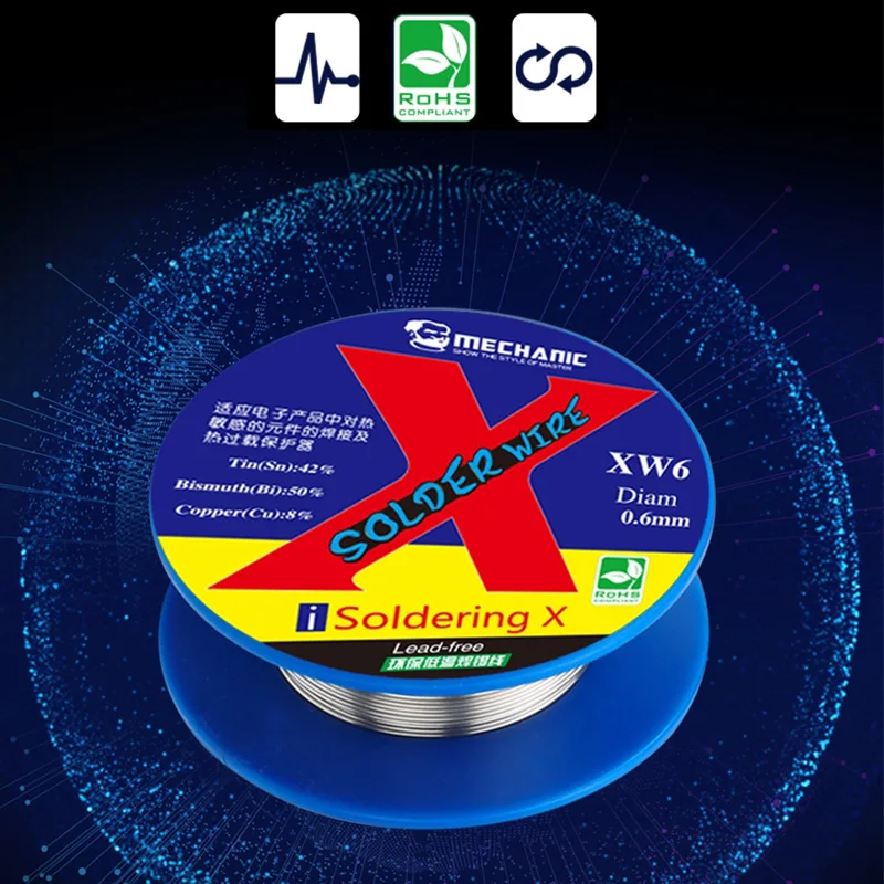 MECHANIC Lead-Free Soldering Solder Wire 0.5/0.6mm 40g Low Temperature 138 Degree Welding Tin Wire for iPhone X/XS/XR/Xs MAX