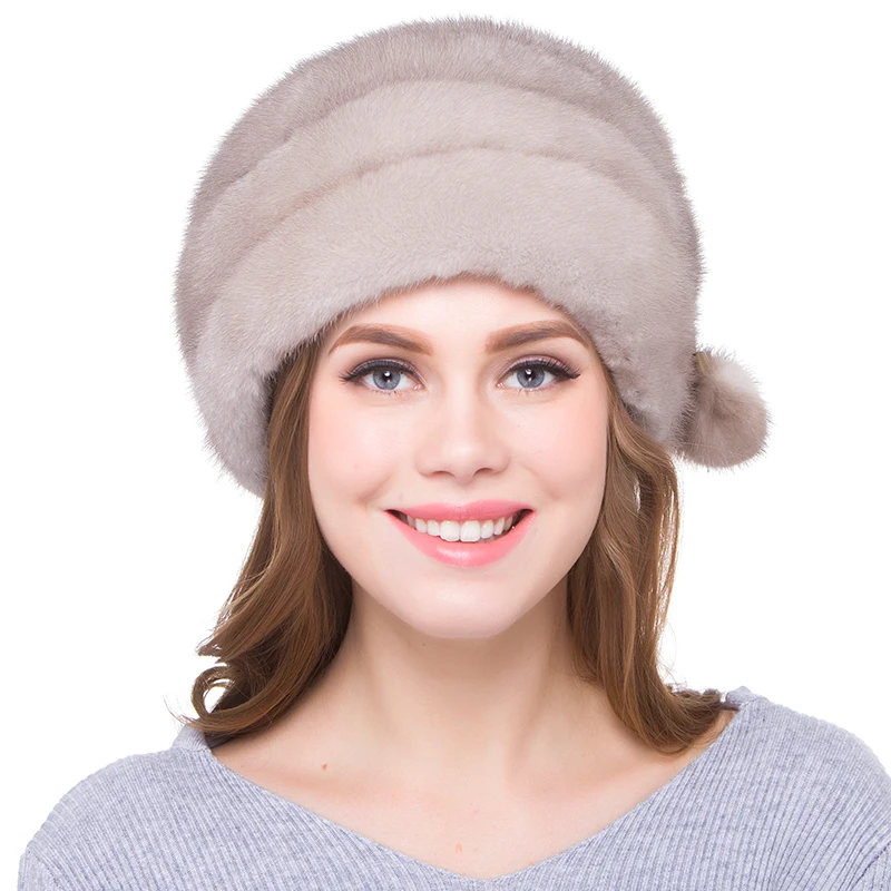 

JKP New Women's real natural mink fur hats winter luxury fashion high quality fur cap DHY18-08