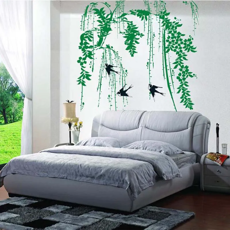 Verdancy willow branch wall stickers,For Sitting room sofa Glass Windows TV background wall home art poster decor sticker mural