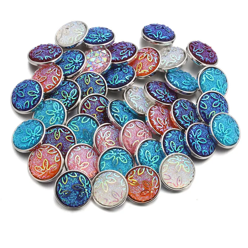 10pcs/lot Mixed 18mm Flower Resin Snap Button Press Buttons Snaps Charms Fit Snap Bracelets DIY Jewelry ZD061