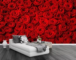 Custom 3d wallpaper red rose full mural home decoration yellow rose decorative painting self-adhesive material relief material