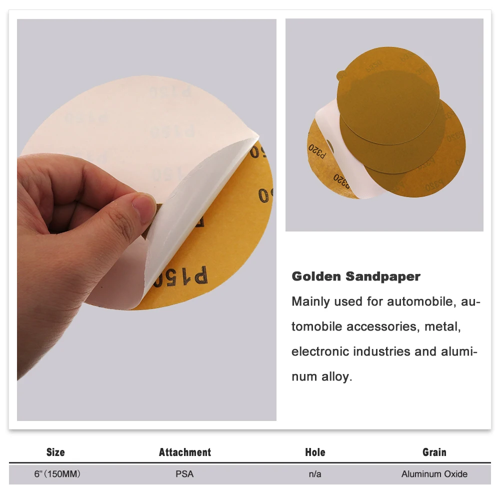 20 قطعة 6 بوصة PSA ورق الصنفرة الذهبي متنوعة 40 إلى 800 فريك قرص الصنفرة لتلميع وصنفرة المعادن والسيارات