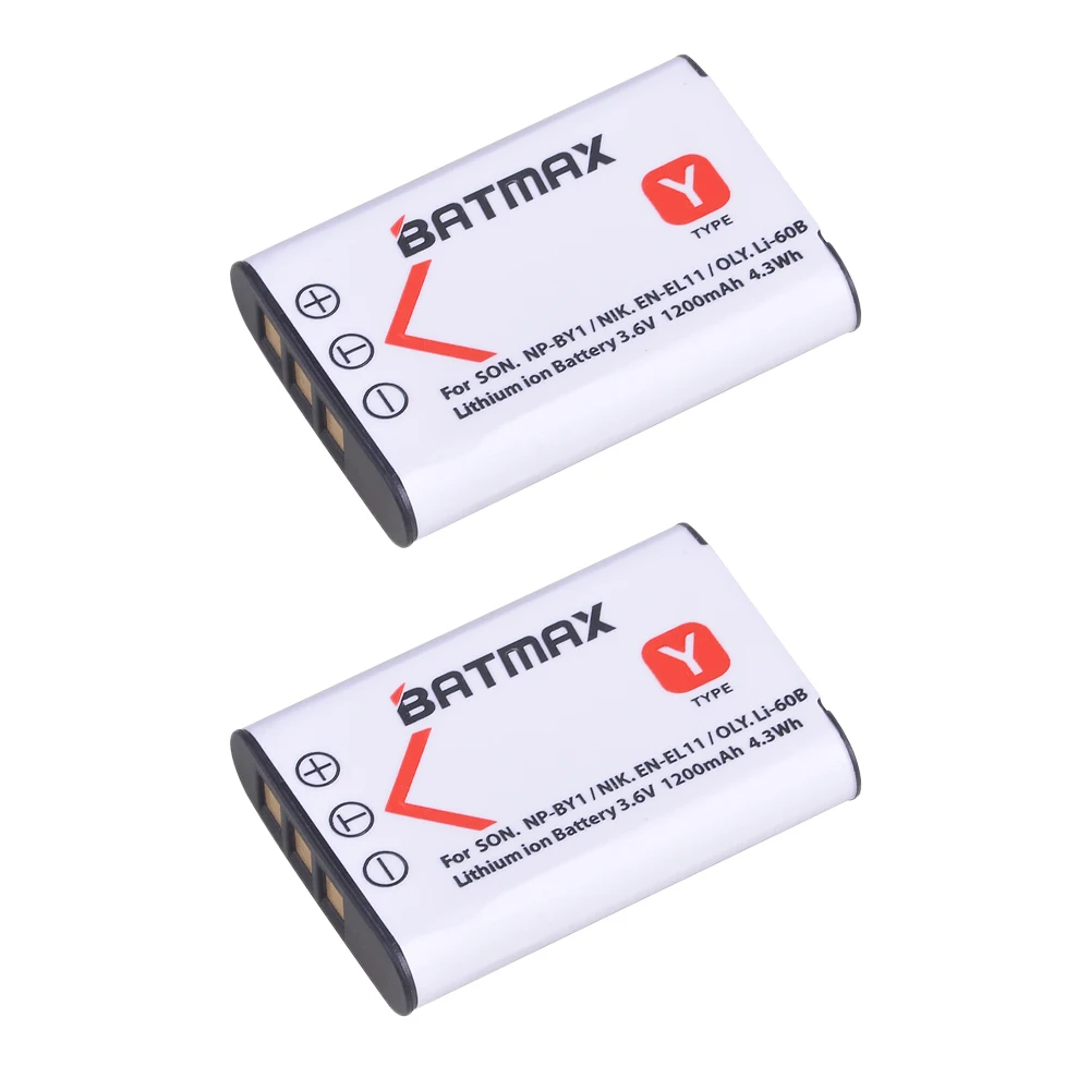 2Pcs NP-BY1 NP BY1 Battery + LCD USB Charger for NP-BY1 EN-EL11 LI-60B DLI-78 DB-L70 DB-80 Sony HDR-AZ1 Nikon Coolpix S550 S560