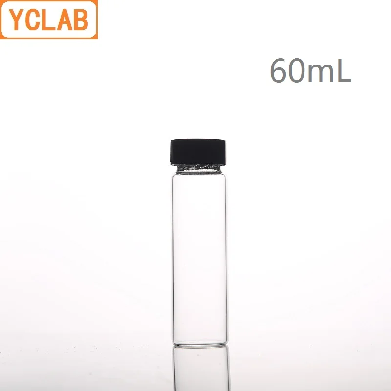 

YCLAB 60mL Glass Sample Bottle Serum Bottle Transparent Screw with Plastic Cap and PE Pad Laboratory Chemistry Equipment