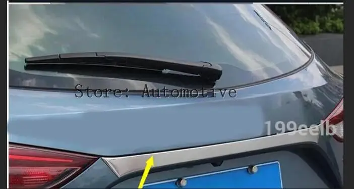 

High quality Stainless steel Rear Door Trunk above molding Lid Cover trim Fit For Mazda 3 Axela Hatchback 2014 2015 2016