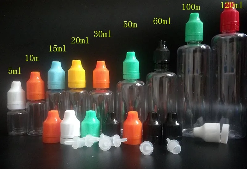 Plastic Dropper Bottle 5ml 10ml 15ml 20ml 30ml 50ml 60ml 100ml 120ml empty PET Tamper Evident Child Proof for E Liquid bottles