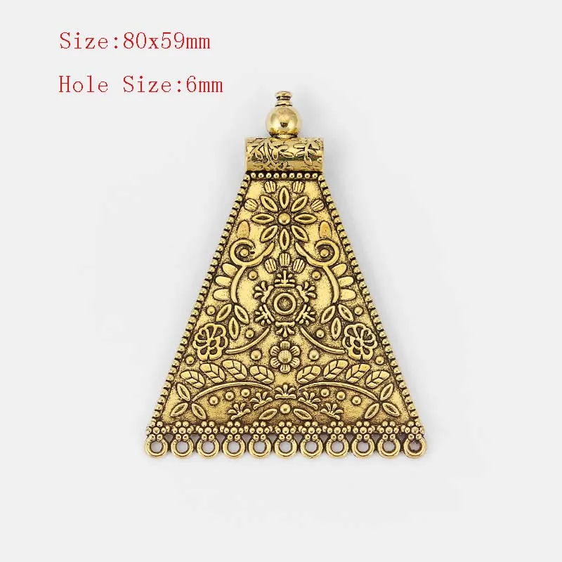 2PCS Large Round Triba Boho Medallion Trapezoid Charms Pendants Connectors for Necklace Making Jewelry