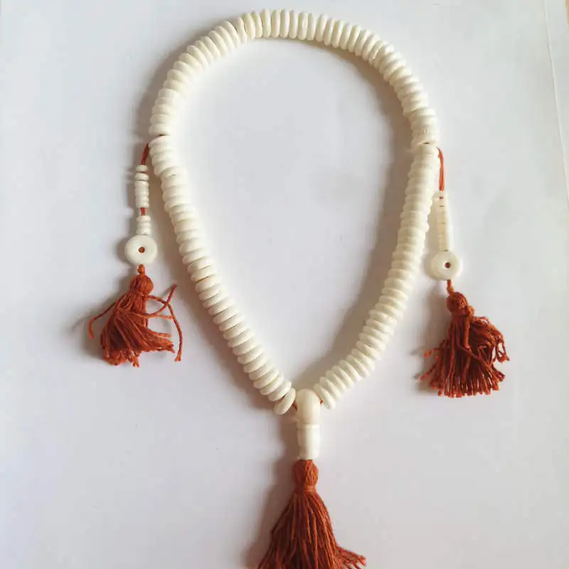 Tibet White Yak Bone Hand-hold 108PCS Prayer Beads Mala Tibetan Buddhist Rosary for Man 10mm 12mm BRO817