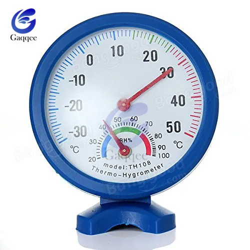 Thermometer Hygrometer Mini Round Clock-shaped Measuring Indoor Outdoor Wall Temperature Humidity Thermometer Meter Gauge