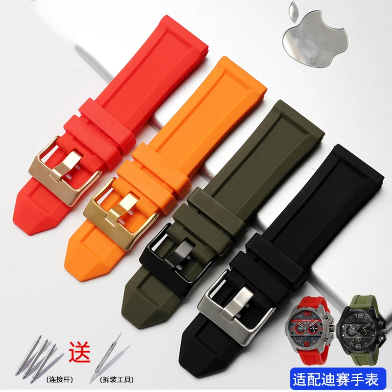 Quality Silicone Rubber Watchband For diesel DZ7257 DZ7334 DZMC0001 DZT2006 4388 Strap For Men 24 26mm Silicone strap Bracelets