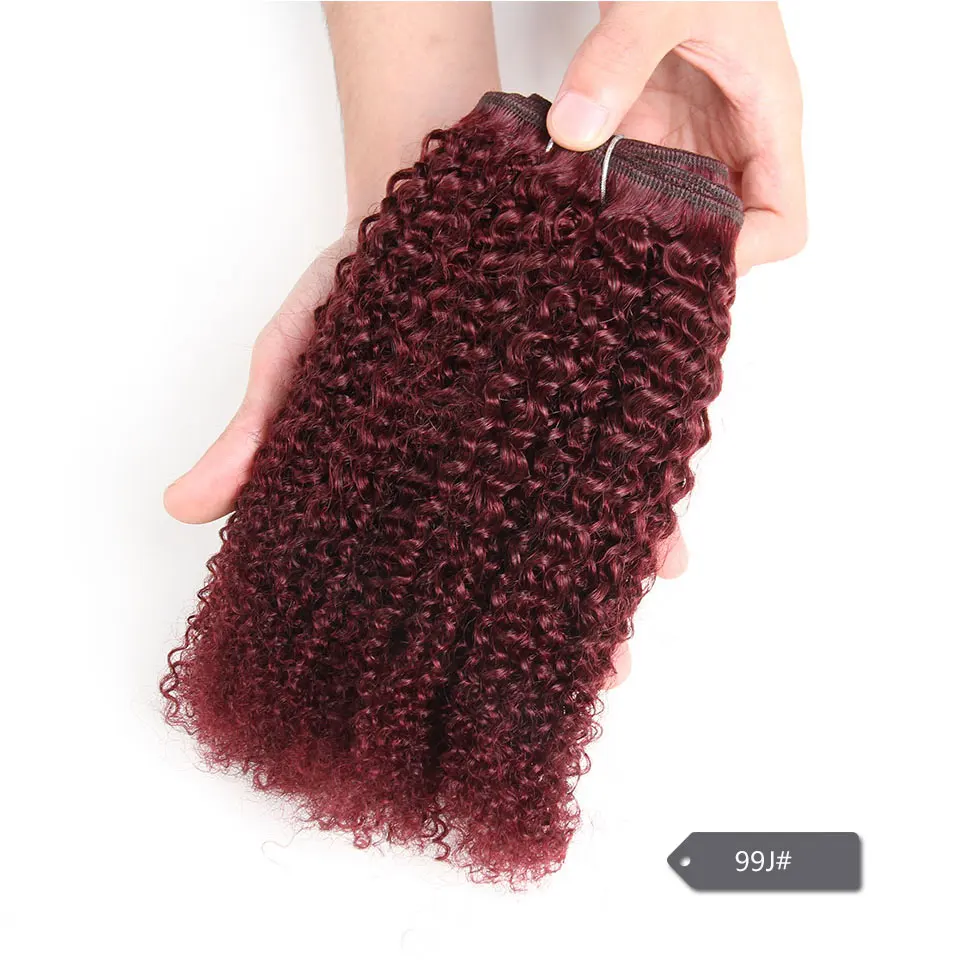 Oferta de extensiones de cabello humano brasileño, tejido Afro rizado elegante, 1 pieza solamente # 27 # 30 extensiones de cabello Remy rojo envío