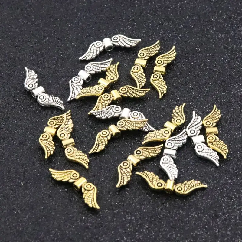 Breite 24mm Loch 1,8mm Flügel tibetisch Silber Gold Farbe Metall Abstand halter Perle für Schmuck finden Schmuck Perle handgemachte DIY Zubehör – Detail 5