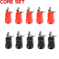 10pcs 4mm Banana Socket Red & Black Professional Binding Post Nut Banana Plug Jack Connector Nickel Plated For 4mm Banana Plug