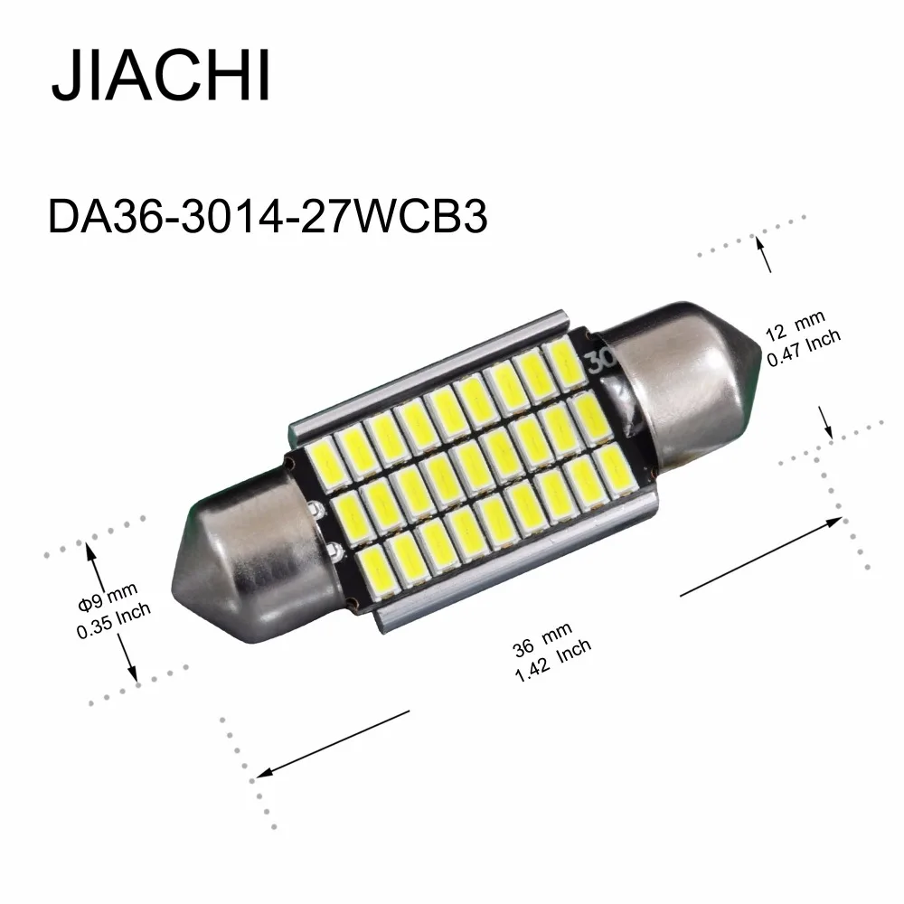 JIACHI 10PCS C5W Festoon Bulb 36mm LED Auto Car Lamp Canbus No Error 3014Chip Replacement 41mm 39mm Interior Reading Light White