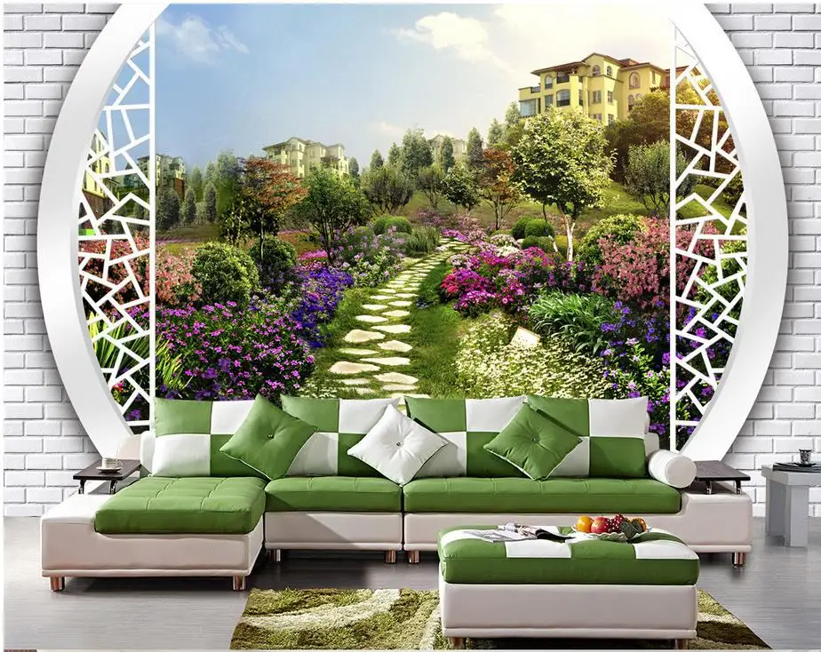 

3D Landscape Garden Villa custom photo wallpaper modern living room wallpapers Home Decoration