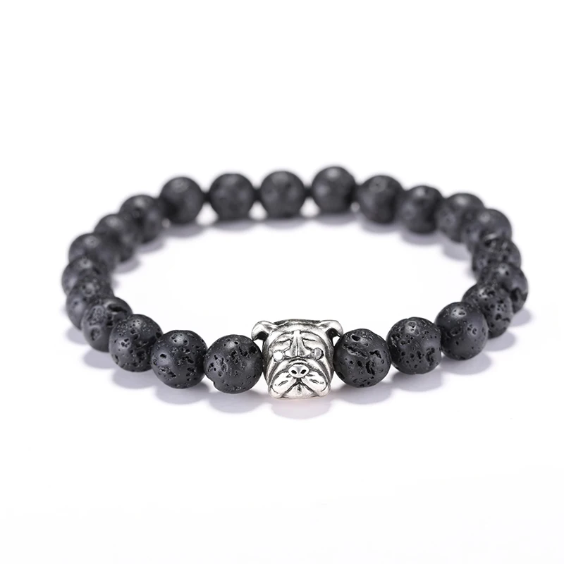 Noter New Fancy French Bulldog Bracelet 100% Natural Stone Braclet Beaded Dog Braslet Pulsera Homme Leisure Accessories Joias