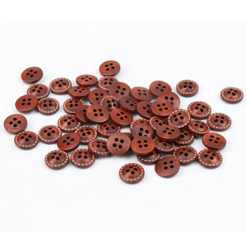 50pcs 12 millimetri Rotonda Naturale Marrone di Colore di Cucito di Legno Vintage Bottoni per Fatti A Mano Scrapbooking del Mestiere Della