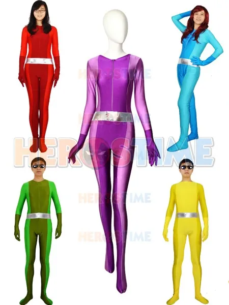 

Sexy Women Lady Girl Totally Spies Base Suit Spandex Superhero Cosplay Zentai Catsuit 5 Color Totally Spies Jumpsuit