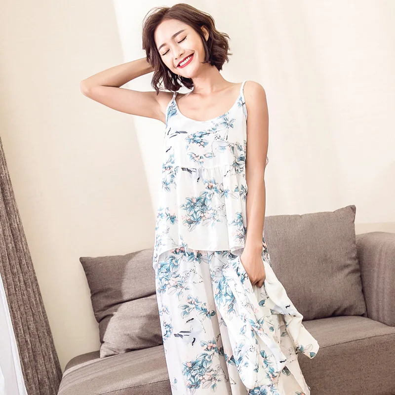 

yomrzl A586 New arrival spring summer and autumn women's pajama set 3 piece sleep set homestyle dialy sleepwear
