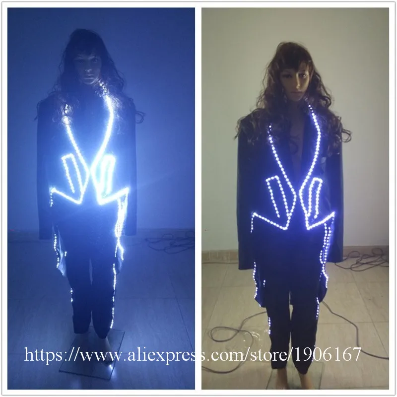 

New Design Led Tuxedo Stage Performance Ballroom Costumes Sexy Lady Clothes Party Luminous Singer Dancer Dress