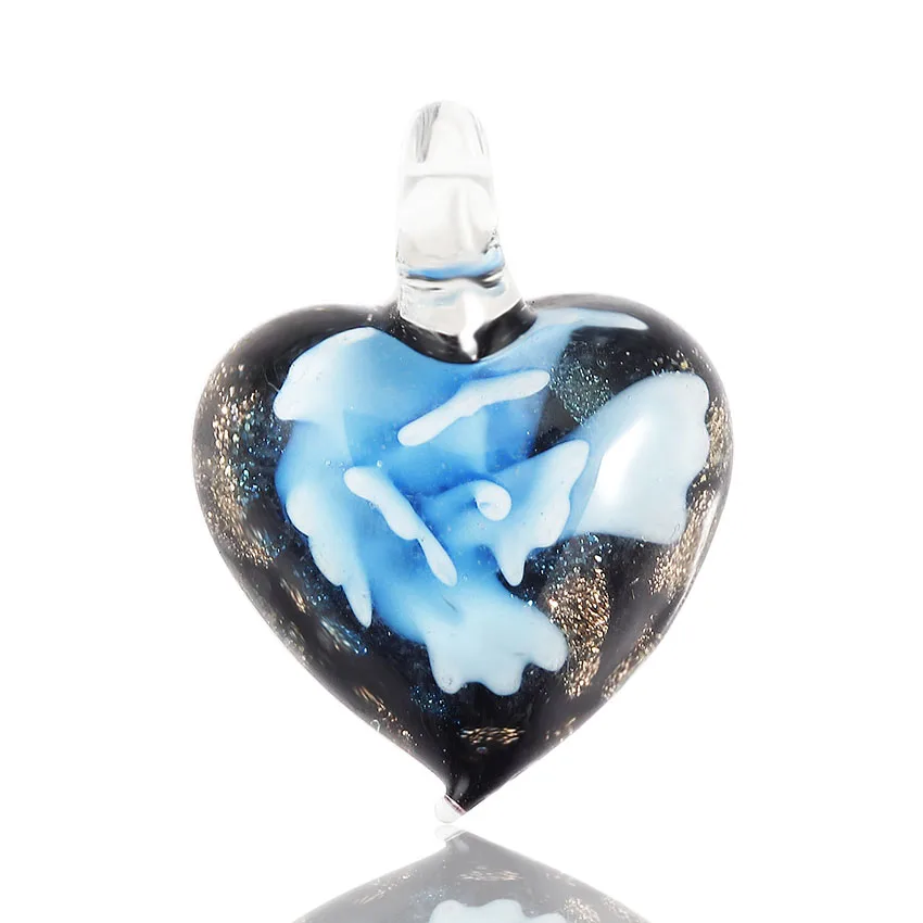 QianBei Fashion Małe Śliczne Urocze Kwiatowe Serce Lampwork Szklane Wisiorki Kolor Wybierz — zdjęcie 6