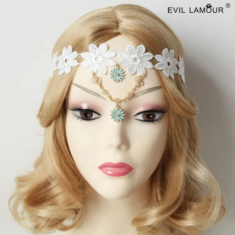 Princess sweet lolita Hairbands Bohemian lace flowers The queen hair band headdress flower FD - 56