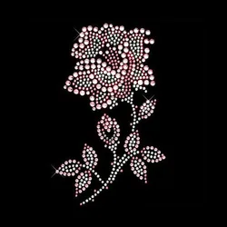 2 pz/lotto di colore rosa e bianco di disegno Del Fiore di pietra di cristallo di ferro sul design trasferimenti di strass di ferro hot fix strass motif appliques