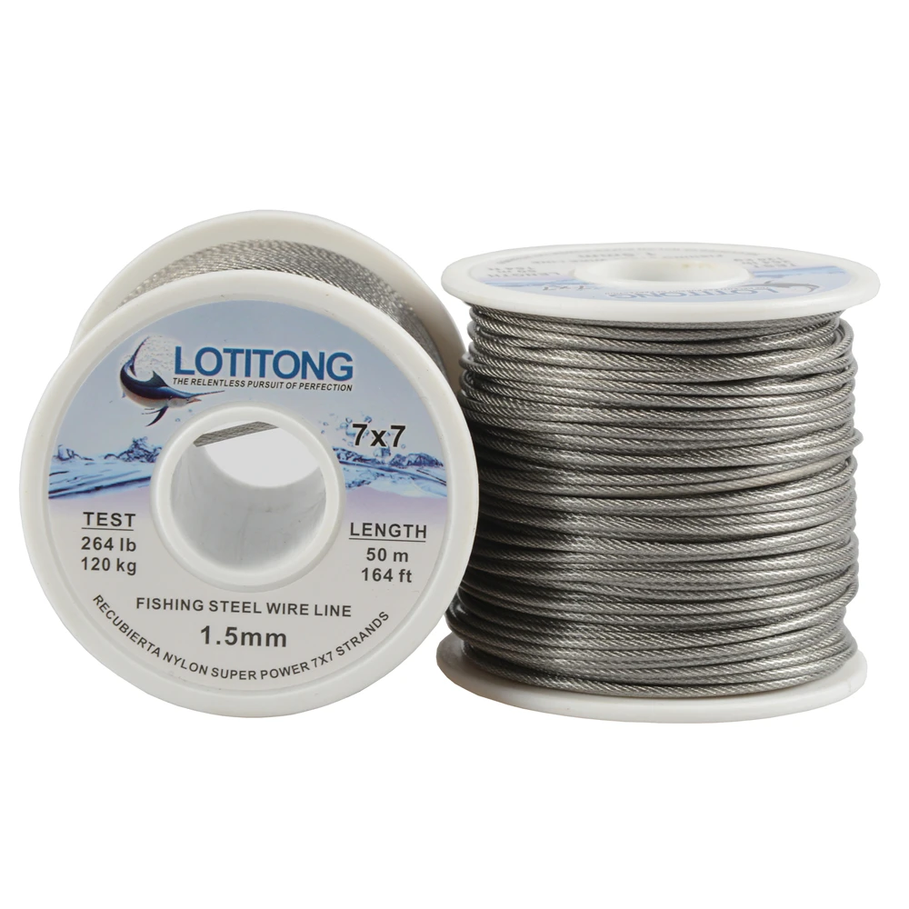 

Super power 70LB-368LB fishing steel wire line 7x7 strands Trace Coating Wire Leader Coating Jigging Wire Lead Fish Jigging Line