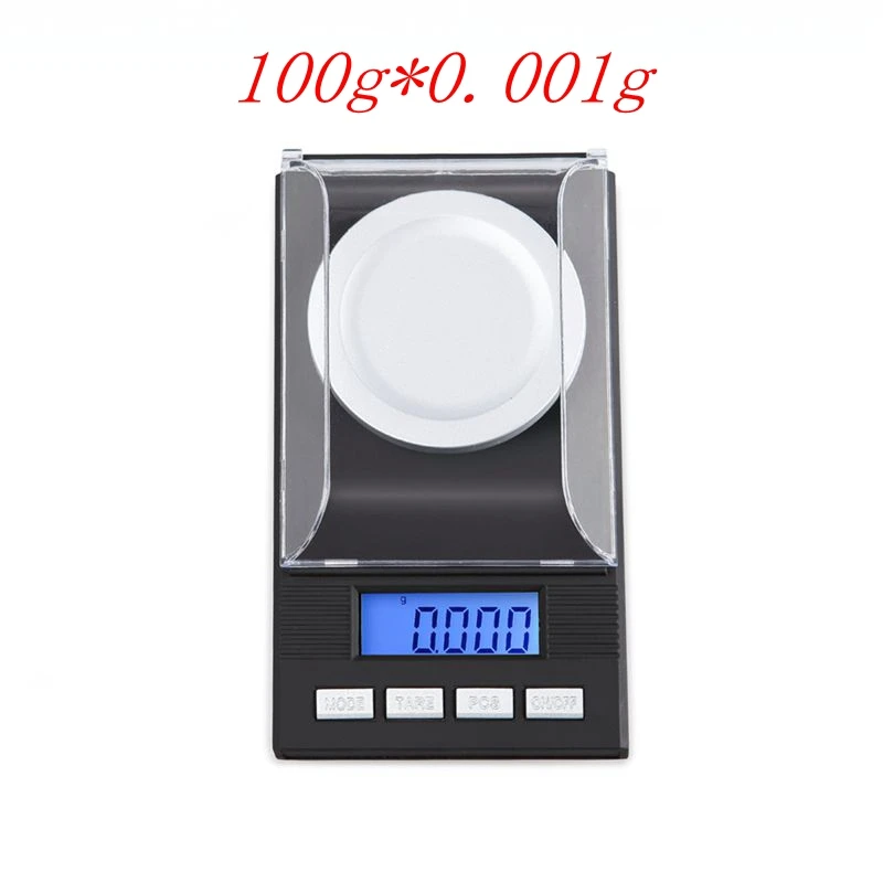 100g 0.001g LCD Digital Jewelry Scales Lab Weight High Precision Scale Medicinal Use Portable Mini Electronic Balance Backlight