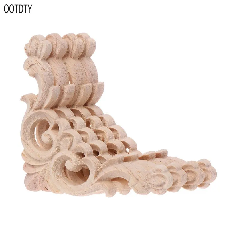 4 teile/satz Holz Geschnitzt Ecke Onlays Applique Unlackiert Rahmen Schrank Schrank Aufkleber Für