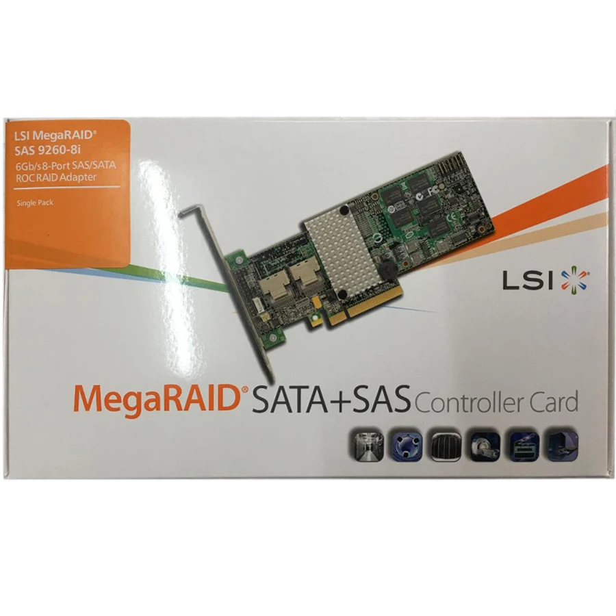 LSI00198 9260-8i SGL 8-Port 6Gb/s SATA/SAS W/512M RAID 0,1,5,6,10,50,60 PCI-Express RAID Card 6Gb