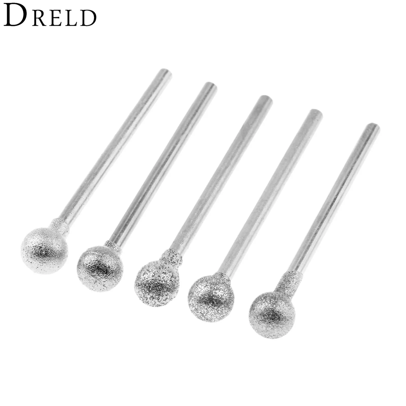 DRELD 5 шт. 2,35 мм хвостовик Алмазный Сферический Полировочный шлифовальный наконечник для Dremel вращающиеся инструменты F игла