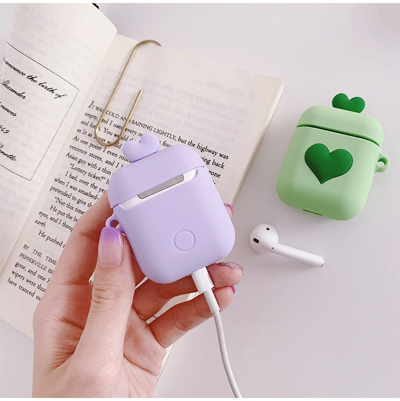 Soft Silicon Bags for Airpods 1 2 Bluetooth Wireless Earphone Cover Love Heart Romantic Charging Box Cartoon Protect Case Etui