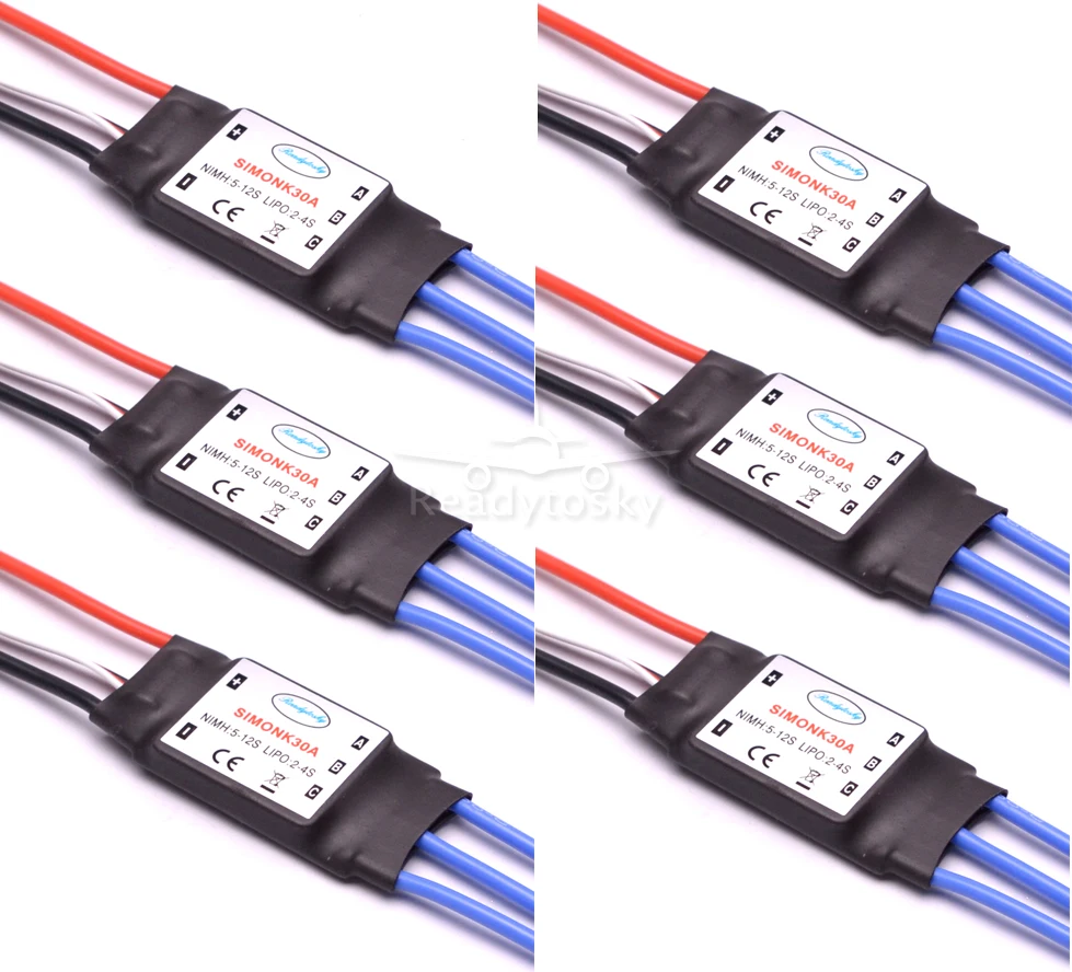 6pcs/lot 30A SimonK Prgramme RC Brushless ESC With BEC 2A For F450 S500 S550 F550 Axis Quadcopter Multicopter