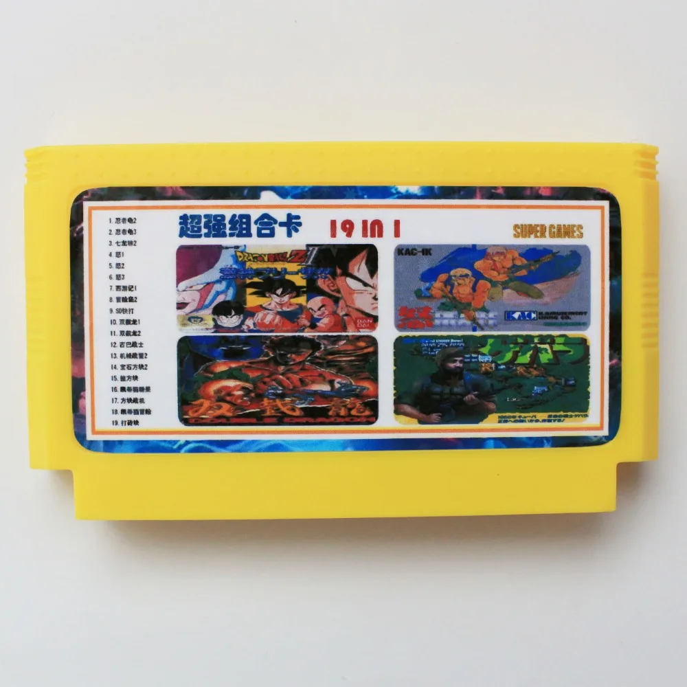 

19 in 1 Big Yellow 8 bit 60 pins Game Card