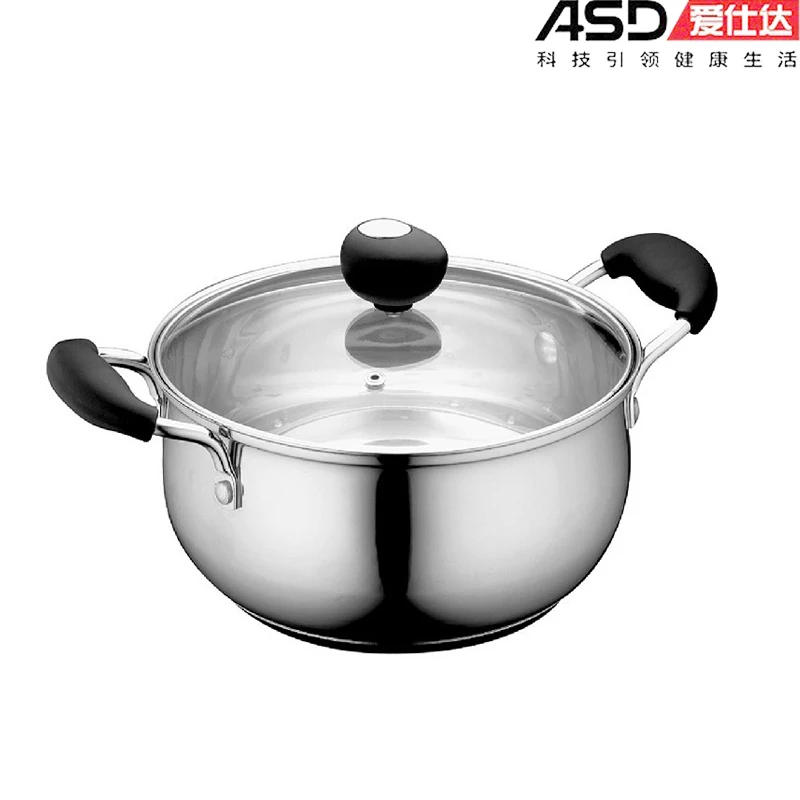 0 Stainless steel soup pot double bottom soup pot milk pot c1722 22cm electromagnetic furnace general skillet