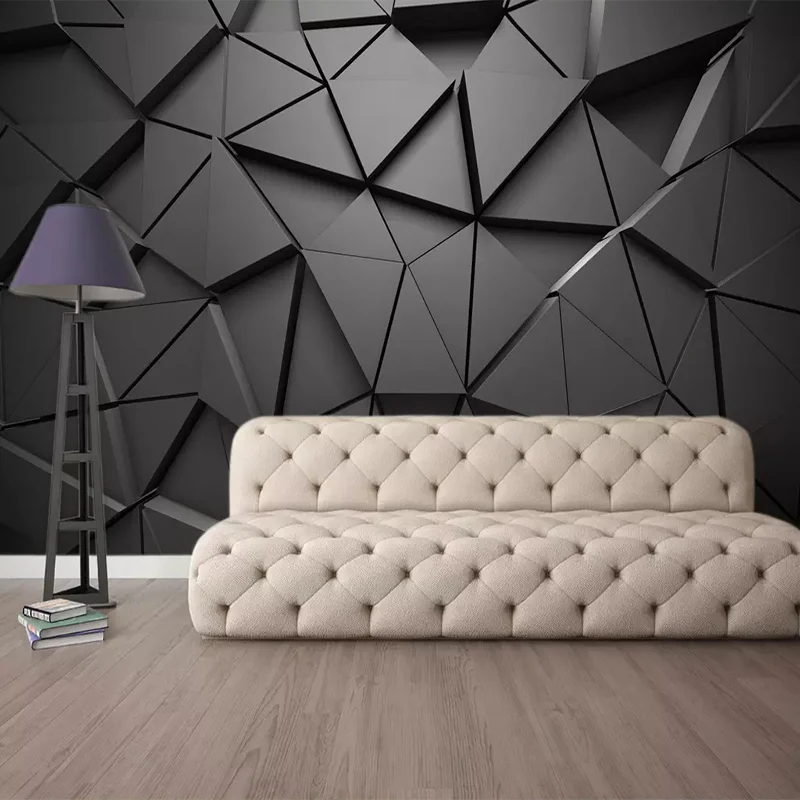 Modern Creative 3D Geometric Abstract Gray Triangle Large Mural 3D Wallpaper Living Room TV Wall Home Decor Wall Cloth 3D Fresco