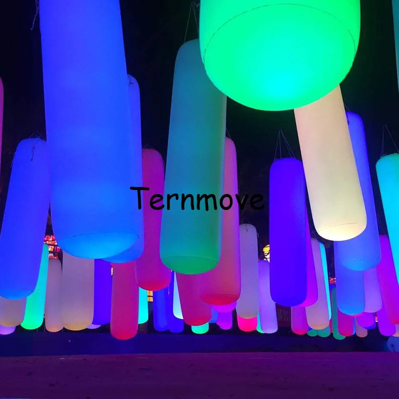 Pilar de iluminación LED brillante para eventos, iluminación inflable colgante, tubo en pista, juego divertido, bola con forma de bolsa de arena