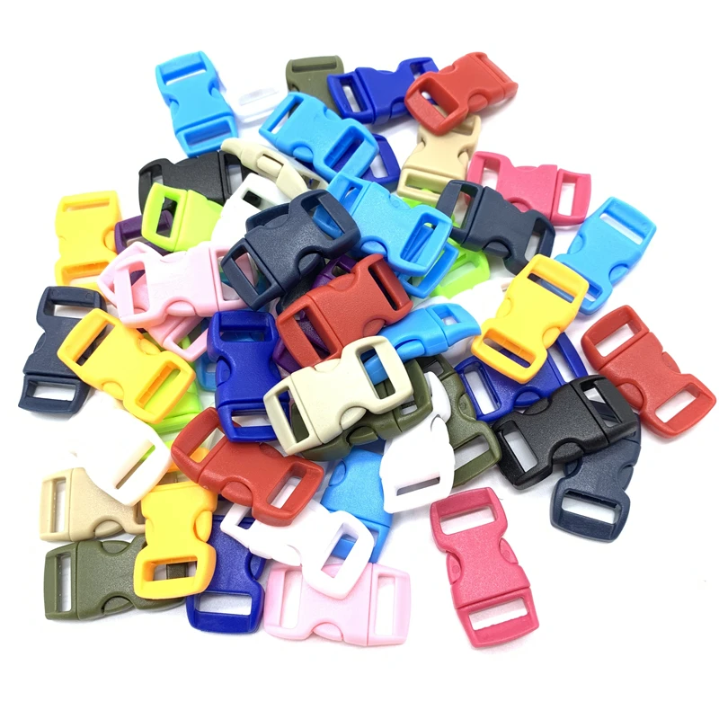 10Pcs/lot 10mm Side Release Buckle Curved Parachute 550 Paracord Bracelet For Dog Collar Strap Webbing Outdoor Camp