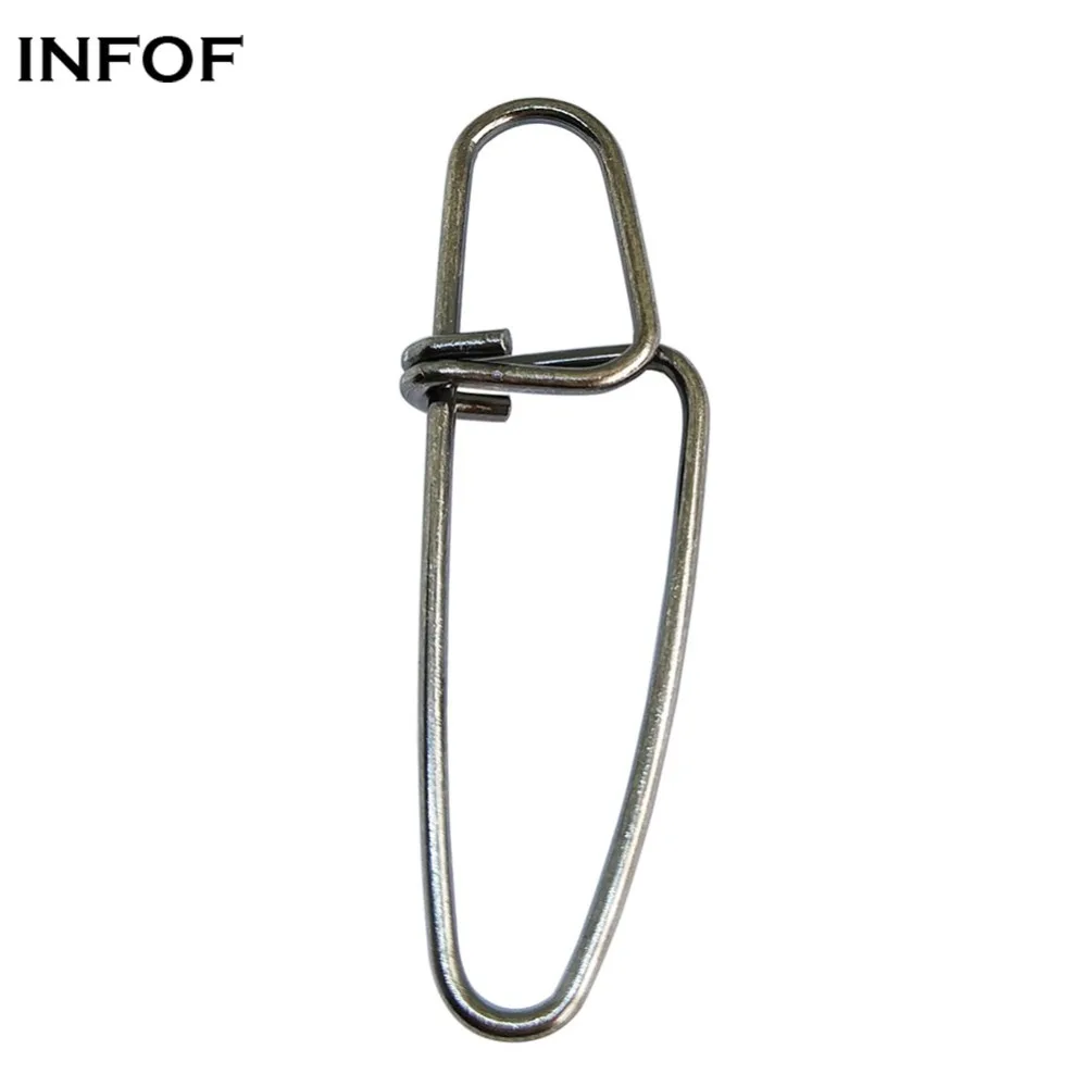 INFOF 200-pieces Lure Snap Fishing Swivel Hook Insurance Snap #0-#8 Stainless Steel Fishing Connector Feeder Carp Fishing Gear