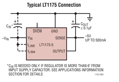 LT1175IS8-5 LT1175MPQ-5 LT1175 - 500mA Regulator Napięcia Niskiego Dropoutu Negatywnego Mikroprądowy