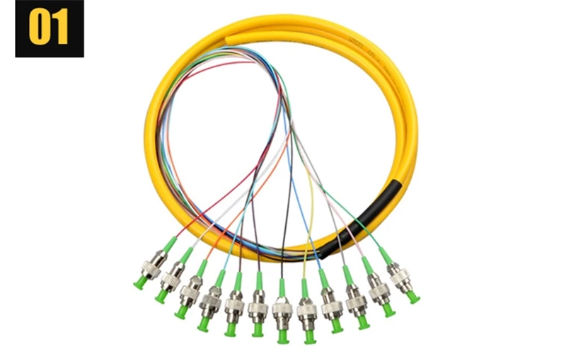 12core FC/APC bundle pigtail 1.5mtr SM optical fiber cable SingleMode 1.5mtr bundle ftth cable 12 port A class ferrule factory