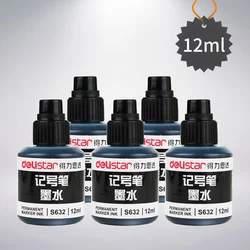 5PCS/LOT 12mlx5 Deli S632 permanent marker ink 3 color disposable ink supplement liquid permanent marker pen ink wholesale