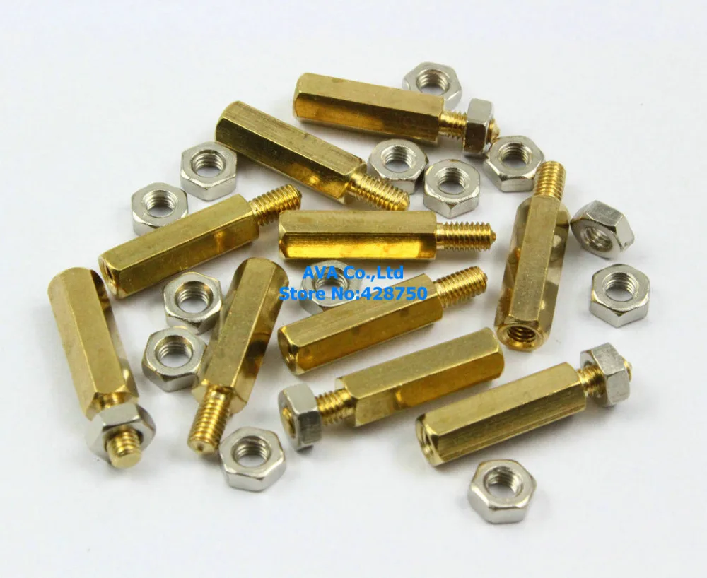 

50 M3x6mm Male Female Hex PCB Standoff Spacers 15mm Body Length with Nuts