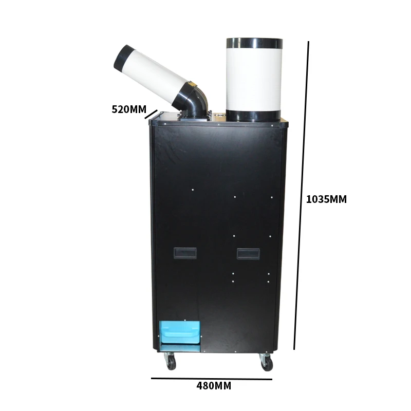 Climatiseur mobile industriel 3kw 220V, compresseur à trois sorties d'air, refroidisseur d'air, type simple froid intégré