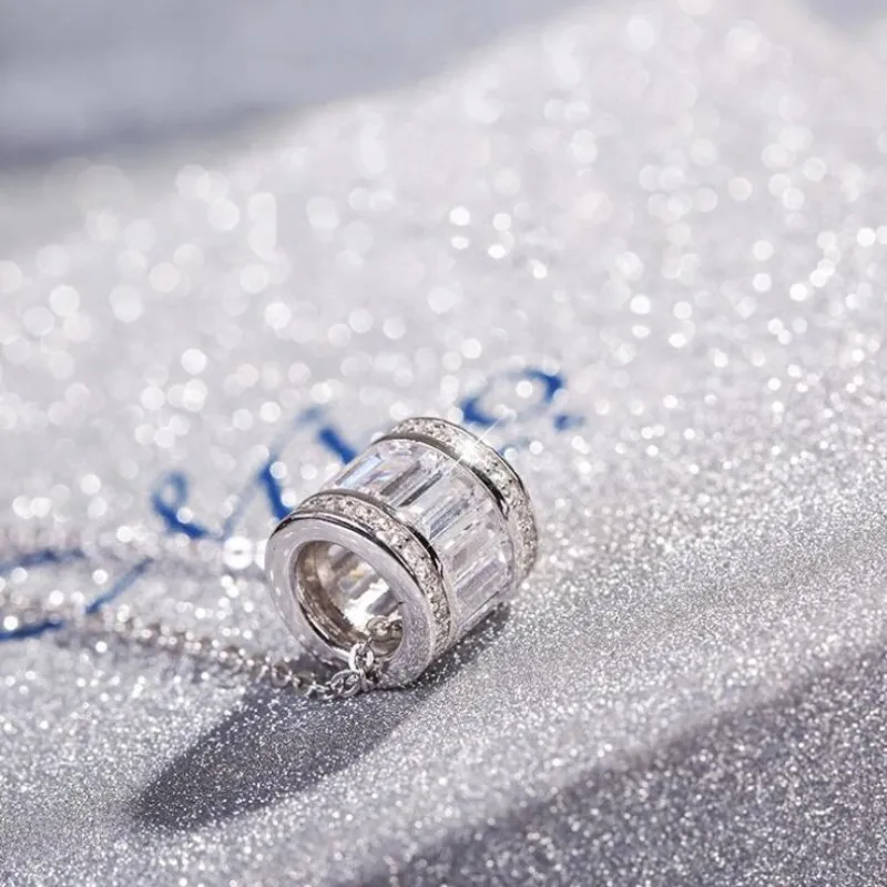New Fashion 925 Sterling Silver Jewelry Round Ball Simple Exquisite Female Wild Crystal Clavicle Chain Pendant Necklaces XL059