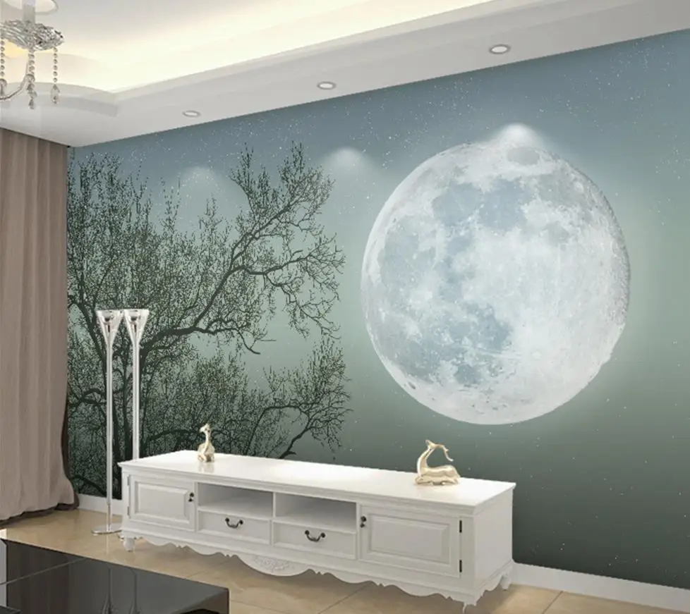 

3d wallpaper for room Modern simple abstract tree moon murals custom 3d photo wallpaper wall 3d wallpaper