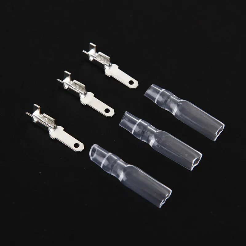 50sets  2.8 mm with transparent sheath inserted spring 2.8mm male connector terminal Faston with insulator for wire