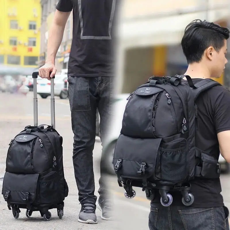 New Back pull dual use photography Rolling Luggage Digital shoulder Suitcase Men camera Cabin Trolley High quality Travel Bag